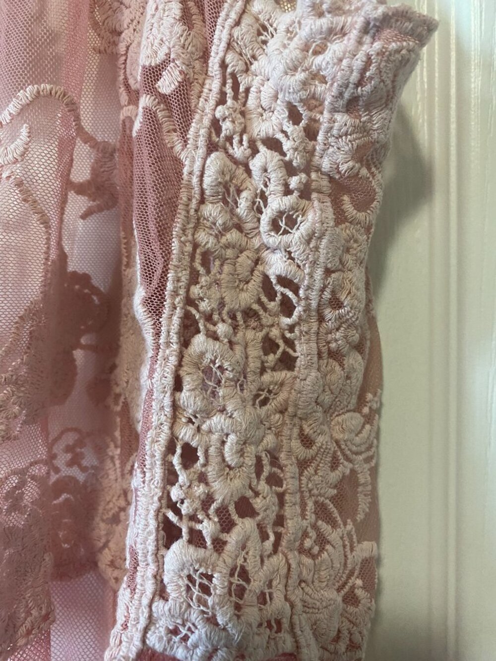 Origami by Vivien Pink Lace Butterfly Embroidered Sheer Duster Vest - Picture 11 of 11